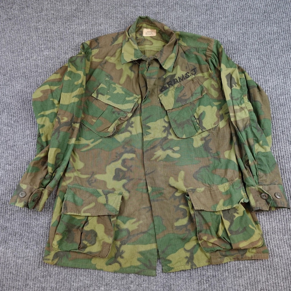 Vintage Military Poplin Cotton Class 2 Slant Pocket Camo Jacket Mens Medium